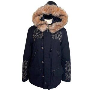 Ralph Lauren RLX Ski Coat Size Medium M Southwestern Black Wool Down Embroidered